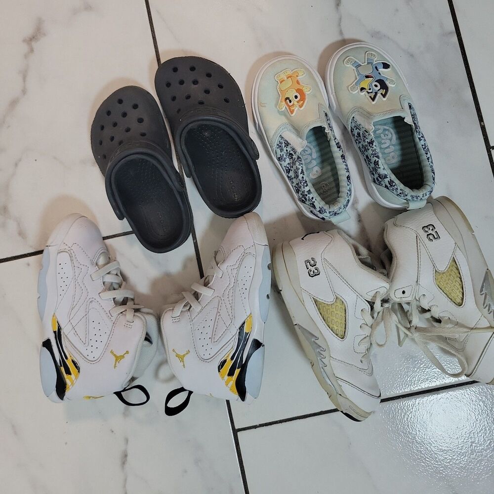 lot of 4 Nike boys Kids Size 8 jordans, crocs Bluey Bingo Low Slip-On Sneakers